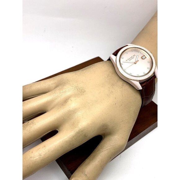 Coach Women's Watch 14503264 Rose Pink Ceramic Case Quartz 36mm Leather … - Picture 4 of 13